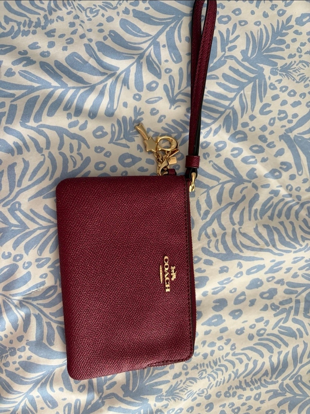 Coach Wristlet in Burgundy Leather
